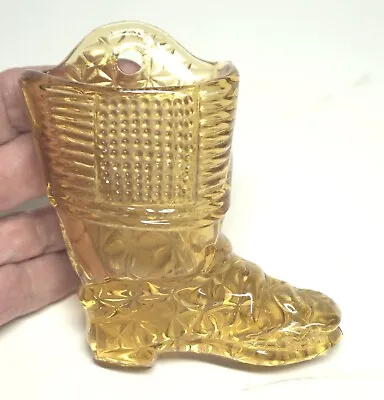 Vintage EAPG Amber Glass Boot Shaped Match Holder With Striker Wall Pocket • $14.99
