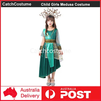 Child Greek Myths Medusa Costume Girls Book Week Halloween Fancy Dress Outfit • £29.39