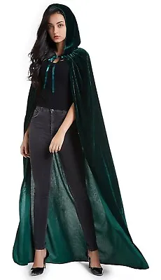 Plush Hooded Robe Cloak - Versatile Velvet Cape - One Size Fits Most - Green • $15