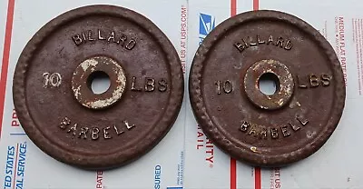 RARE HTF Pair Of 2 Vintage 10 Lbs Billard Barbell Standard Weight Plates  • $65.05