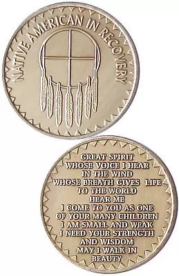 AA Recovery Bronze Affirmation Medallion -Native American In Recovery (BRM20) • $2.40