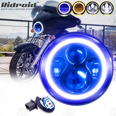 7  Inch LED Headlight Projector Halo DRL For Harley Davidson Street Glide FLHX • $29.99