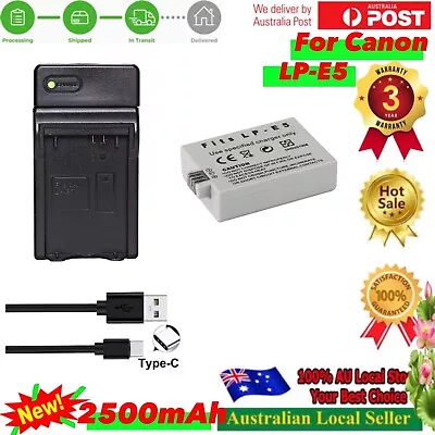 Battery And USB-C Charger For CANON LP-E5 LPE5 Eos 450D 500D 1000D Rebel T1i Xs • $29.90