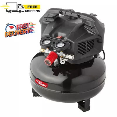 6 Gallon Oil Free Pump Pancake Air Compressor 150 PSI 2 Universal Couplers Black • $118.70