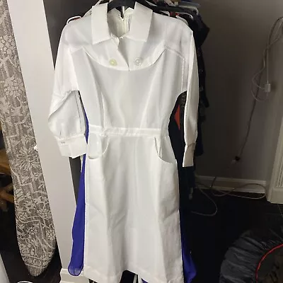 Vintage White Crepe Dress (like Nurse Uniform)  • $25