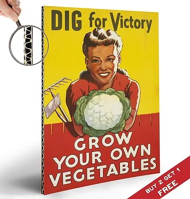 DIG FOR VICTORY A4 Glossy Art Print * War Time VINTAGE Motivational Poster • £4.49