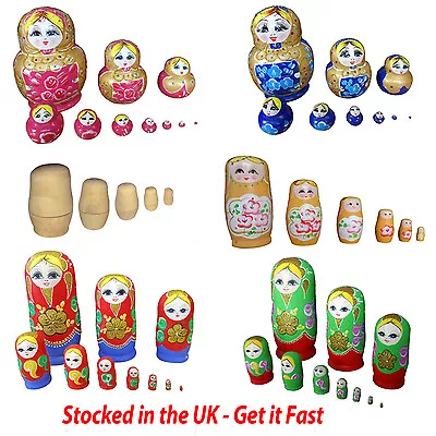 Wooden Russian Nesting Babushka Matryoshka 5 6 & 10 Dolls Set Hand Painted New • £7.99