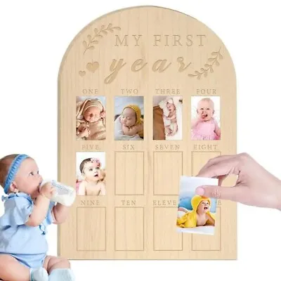 Baby's First Year Photo Display Wood Board Photo Frame Milestone Board 12-Months • £8.39