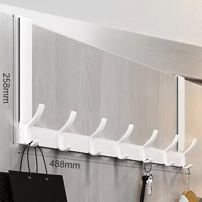 Heavy Duty Metal Over The Door 7 Hook Rack Hanger For Coat Hat Bag Organizer UK • £8.99