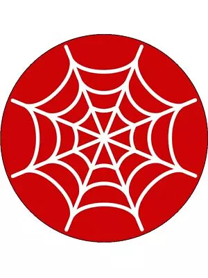 Spider Web White Red Comic Superhero Edible Cake Topper Round Wafer Or Icing • £4.14