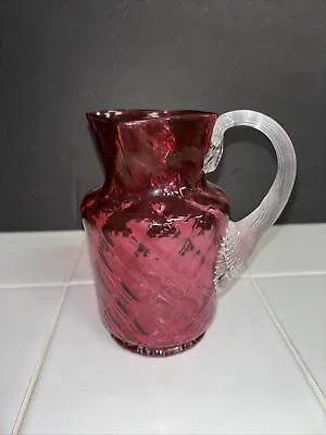 Rose Colored Venetian Glass Twisted Handle Small Vase Pitcher Jug Bowl • $29.95