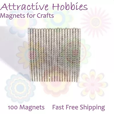 100 Magnets - 2x2 Mm Tiny Super Strong Neodymium Discs DIY Fridge Craft Hobbies • £6.99