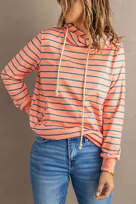 Striped Drawstring Hoodie With Pocket • $49