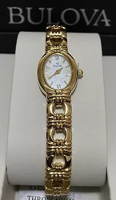 Vintage Bulova Gold Tone Marble Face Incudes Single Diamond Women’s Watch  • $179.99