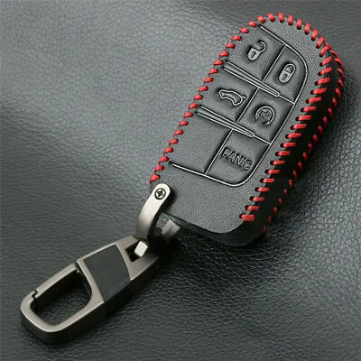 1* Red Remote Key Fob Leather Cover For Jeep Grand Cherokee Chrysler Dodge Fiat • $8.19