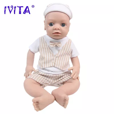 18''Lifelike Silicone Reborn Baby Doll Blue Eyes Mouth Open Boy Baby Xmas • $179