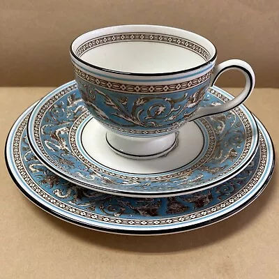 Vintage Wedgwood Bone China England Floral FLORENTINE Trio W2714 Rare F747a.r • $70