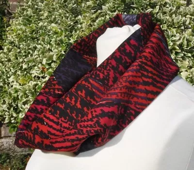 Cowl/snood In Liberty Varuna Wool 'Duke' Red Purple Orange Black Abstract • £19.99