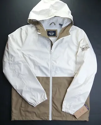 DOCKERS Men's Sand/Tan The Shawn Waterproof Rain Slicker Hooded Jacket $160 • $79.95