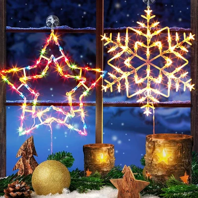 $20 • Buy Brightown Christmas Window Silhouette Lights Decorations, Lighted Snowflake
