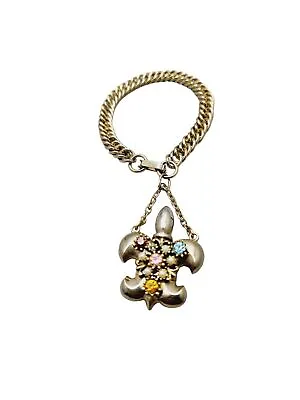 Vintage Fleur De Lis Perfume Bottle Charm Bracelet (A963) • $58