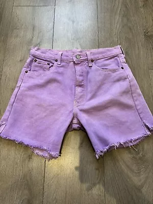 Levi’s 501 Original Denim Shorts In Botanical Lavender Women’s Size W30 • £14.99