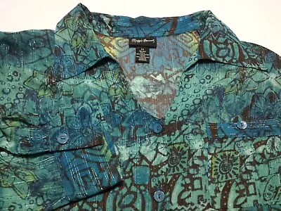 Maggie Barnes Womens 2X Plus Shirt Long Sleeve Button-Front Multicolor Geometric • $15