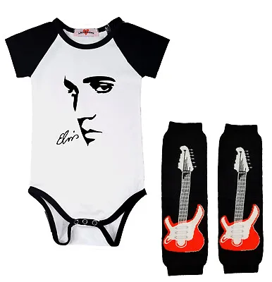 Elvis Presley Baby Bodysuit Bloomers Headband Leg Warmers Set | 7 Color Choices • $16.46