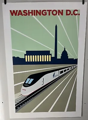 2004 Washington D.C. Amtrak Acela Train Poster Designed By Michael Schwab • $189.99