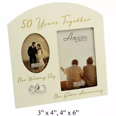 50th Anniversary Golden Wedding Cream Photo Frame - 50 Years Together Amore • £15.97