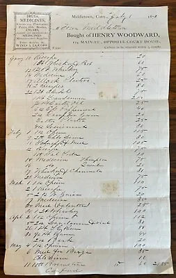 1870 Middletown Ct Druggist Opium Laudanum Alcohol Whiskey Drugs Opiods Medicine • $37.50