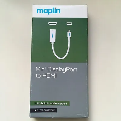 White Mini DisplayPort (Mini DP) To HDMI 3m Cable Lead With Audio Support • £7.50