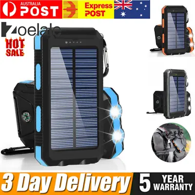$23.89 • Buy Portable LED Solar Power Bank External Battery Dual USB Phone Charger Waterproof