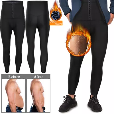 Men Neoprene Sweat Sauna Body Shaper Slim Pants Waist Trainer Thermo Leggings US • $19.79