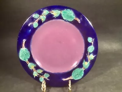 Antique Majolica Cobalt And Pinkish Purple Plant Stand Under Plate • $325