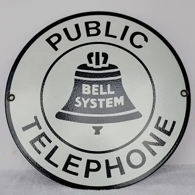 Vintage Public Telephone  Bell System Original Porcelain Sign • $95