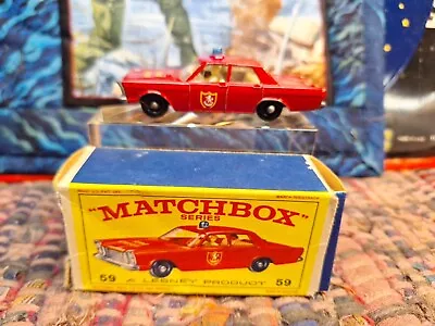 Original Vintage Matchbox Fire Chief Car #59c Ford Galaxie Original Box  • $55.25