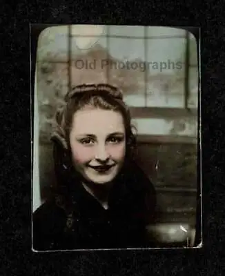 Photo Booth Hand Colored Young Lady Rosy Cheeks Old/vintage Photo Snapshot- L198 • $7.99