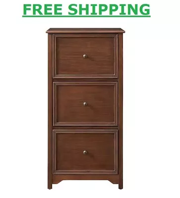 File Cabinet 3 Drawer Walnut Solid Wood Frame Organizer Home Office Furniture • $285.24