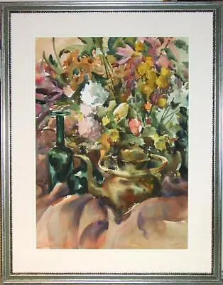 Large Original Betty Lou Schlemm Floral Watercolor - Movalli's Bouquet • $2145