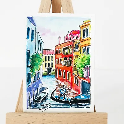 Small Artwork ACEO Original Art Watercolor Painting Venice Italy Сityscape • $6
