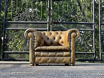 Vintage English Tufted Leather Chesterfield Club Chair  • $4850