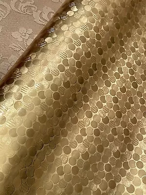 Vtg Christmas Gold Circles Textured Foil Wrapping Paper Gift Wrap 1960 • $7.46