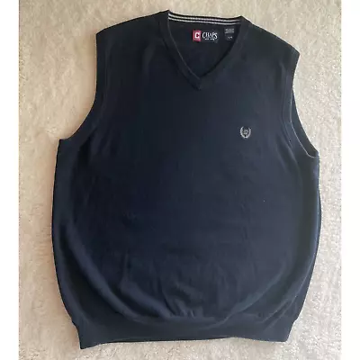 Chaps Mens Large Sweater Vest V Neck Pullover Navy Nlue Embroidered Logo • $7.99