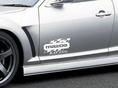 MAZDA RACING 3 5 7 RX7 RX8 Miata Mazdaspeed Decal Sticker Emblem Logo WHITE Pair • $29.95