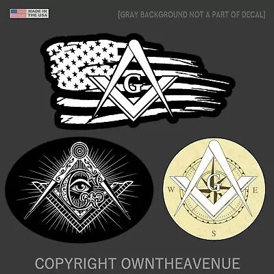 3 Pack Freemason Masonic Mason Compass Sticker Decal Bumper Window Car Lot • $8.89