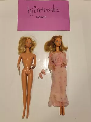 1978 Mattel Vintage Kissing Barbie Lot Of 2 Dolls 1 Original Dress Shoes Rare • $44