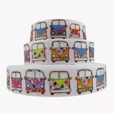 Campervan Grosgrain Ribbon 25mm (1 ) Wide 1m 2m 5m Lengths White • £6.25