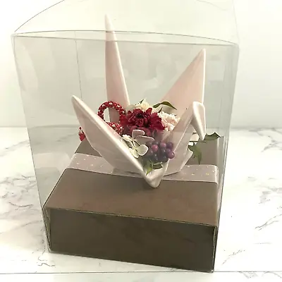 Handmade Artificial Flowers With Pink Origami Crane Shaped Vase In 6.3  Tall Box • £46.33