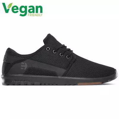 Etnies Scout Mens Vegan Black Gum Lace Up Skate Shoes Trainers Size 8-11 • £54.99